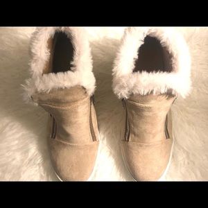 Fur lined wedge sneakers